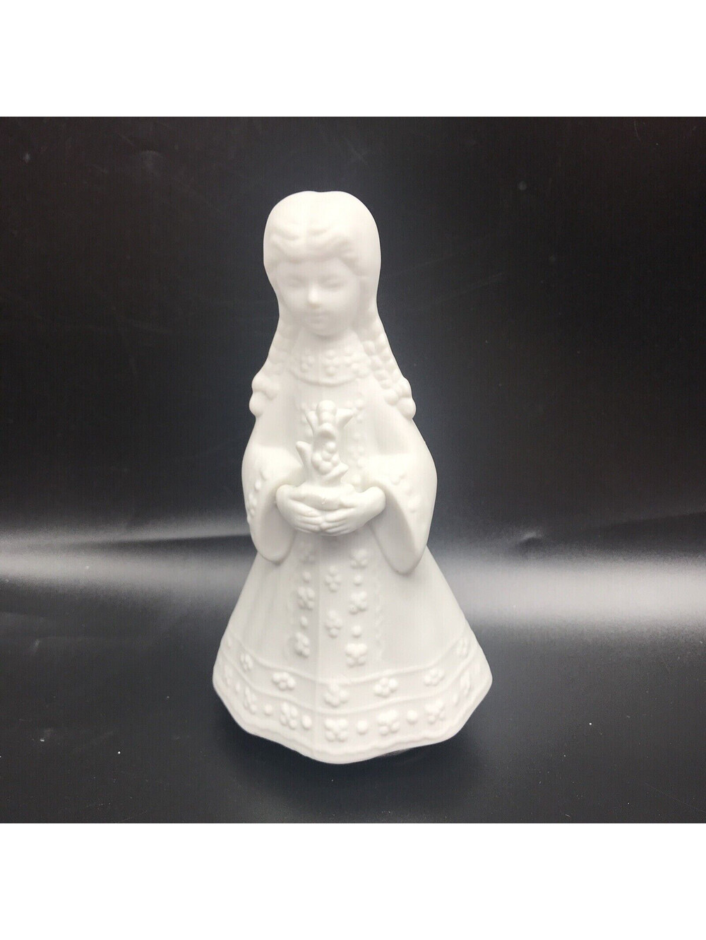 Music Box Porcelain Girl Silent Night Rotating Christmas AES White Bisque Figure
